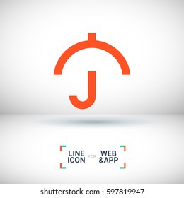 Umbrella isolated minimal single flat linear icon for application and info-graphic. Care line vector icon for websites and mobile minimalistic flat design.