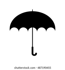 Umbrella isolated on white background. Black and white.Simple vector illustration.Umbrella flat icon. 