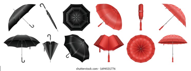 Umbrella isolated realistic set icon. Vector realistic set icon rainy cover . Vector illustration umbrella on white background.