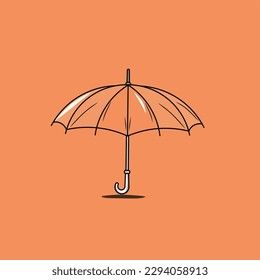Regenschirm einzeln auf orangefarbenem Hintergrund