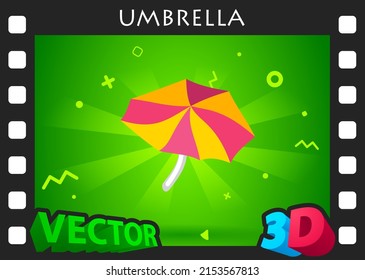 Icono de diseño isométrico del paraguas. Ilustración web de vectores. 3.ª colorida concepción