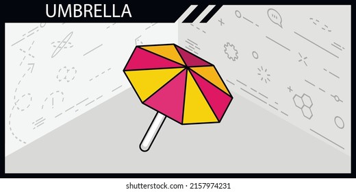 Umbrella isometric design icon. Vector web illustration. 3d colorful concept