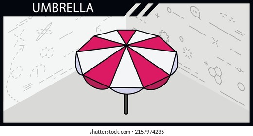 Icono de diseño isométrico del paraguas. Ilustración web de vectores. 3.ª colorida concepción