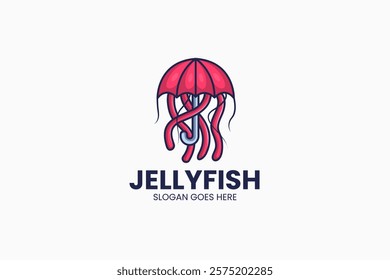 Umbrella Jellyfish Logo. Vector Illustration