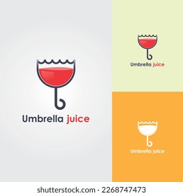 Umbrella Juice Logo Design Vector 