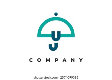 umbrella and letter u logo design