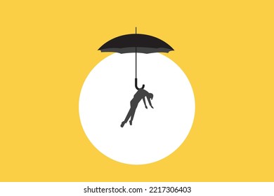 umbrella lifting a business man. the concept of opportunity, success and hope