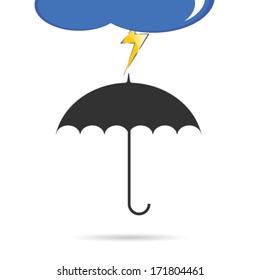 umbrella with lightning color vector illustration