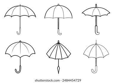 Umbrella Line Art Classic Rainy Day Illustration for Decor