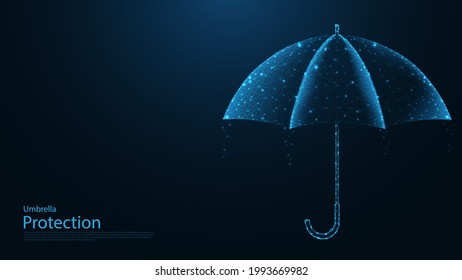 Umbrella line connection. Low poly wireframe design. Abstract geometric background. vector illustration.