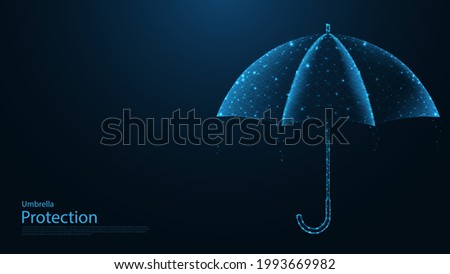 Umbrella line connection. Low poly wireframe design. Abstract geometric background. vector illustration.