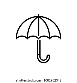 Umbrella - line design single isolated icon on white background. High quality minimalistic black pictogram, emblem. Protection, safety theme