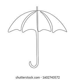 Umbrella line drawing vector. Hand drawn line icon. Isolated icon. Design linear artwork element. Flat design. one-line object.