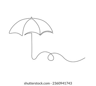 Umbrella line drawing vector. Hand drawn line icon. Isolated icon. Design linear artwork element. Flat design. one-line object.