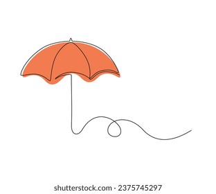 Umbrella line drawing vector. Hand-drawn line icon. Isolated icon. Design linear artwork elements. Flat design. one-line object.