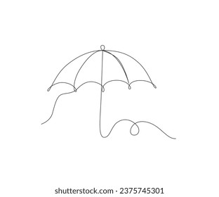 Umbrella line drawing vector. Hand-drawn line icon. Isolated icon. Design linear artwork elements. Flat design. one-line object.