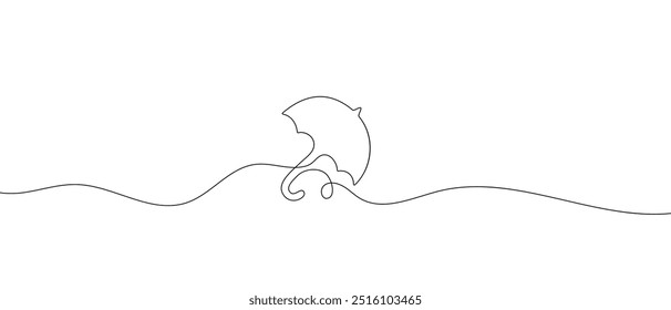 Umbrella line drawing vector. Hand-drawn line icon. Isolated icon. Design linear artwork elements. Flat design. one-line object