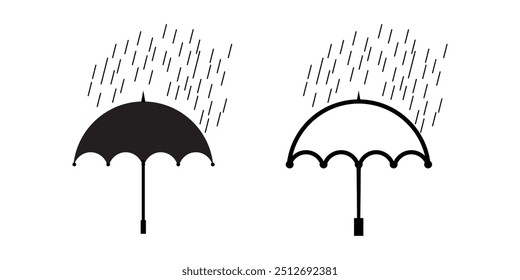 Ilustración de icono de línea de paraguas con lluvia. adecuado para mantener el icono seco. icono relacionado con el embalaje. Diseño de Vector simple editable. Diseño eps 10