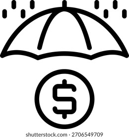 ícone de linha de guarda-chuva vetor de ilustração