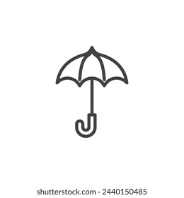 Icono de línea de paraguas. signo de estilo lineal para concepto móvil y diseño web. Icono de vector de contorno de paraguas abierto. Símbolo de protección contra la lluvia, ilustración del logotipo. Gráficos vectoriales