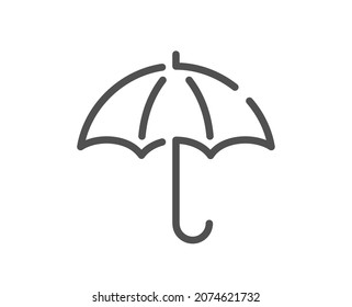 Umbrella line icon. Rain defence sign. Safe insurance symbol. Quality design element. Linear style umbrella icon. Editable stroke. Vector