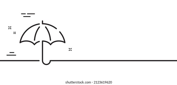 Umbrella line icon. Rain defence sign. Safe insurance symbol. Minimal line illustration background. Umbrella line icon pattern banner. White web template concept. Vector
