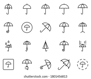 Umbrella line icon set. Collection of high quality black outline logo for mobile concepts and web apps. Umbrella set in trendy flat style. Vector illustration on a white background