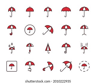 Umbrella line icon set. Collection of high quality color outline logo for mobile concepts and web apps. Travel set in trendy flat style. Vector illustration on a white background