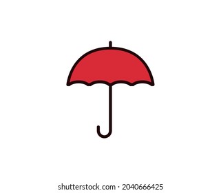 Icono de la línea de paraguas. Símbolo vectorial en estilo plano y a la moda sobre fondo blanco. Cantar de viajes para diseño.