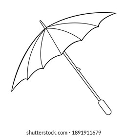 umbrella line vector illustration,isolated on white background for education,top view