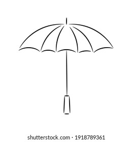 Umbrella , linear drawing, outline, vector sketch, icon,  contour illustration. 