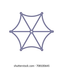 Umbrella linear icon from top. Vector. Violet linear icon on white background. Isolated.