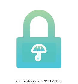umbrella lock logo gradient design template icon element