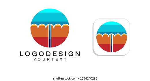 umbrella logo design. icon app smartphone color full