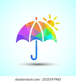 Umbrella logo design template, Polygonal umbrella sign