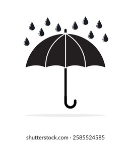 Umbrella logo, icon template. Black umbrella sign isolated on white background. Insurance concept. Waterproof icon. Protection, safety, security. Monochrome design. flat vector illustration