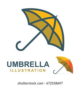 Umbrella logo, illustration and icons set. Flat design.