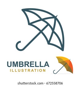 Umbrella logo, illustration and icons set. Flat design.