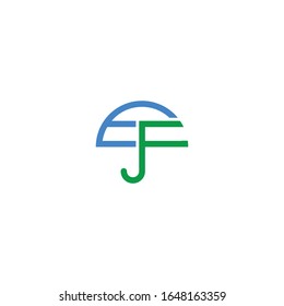umbrella logo with letters E and F, monogram logo EF letter, protection icon