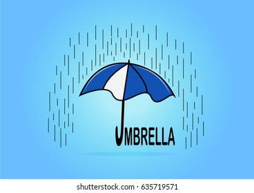 Umbrella logo vector illustration with light blue background