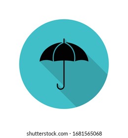 Umbrella long shadow icon. Simple glyph, flat vector of web icons for ui and ux, website or mobile application