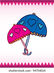 umbrella love illustration doodle with color