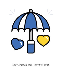 Umbrella love vector filled outline icon. EPS 10 file