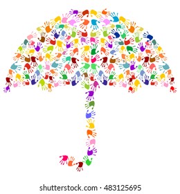 umbrella made of colorful handprints