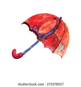 Umbrella made paints on a white background. Isolated, easy editable vector image.