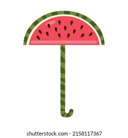 Regenschirm aus Wassermelone im flachen Stil. Vektorbild.
