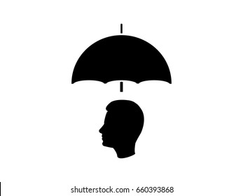 Umbrella, man, icon, vector illustration of Eps10
