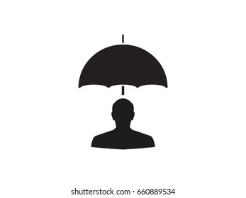 Umbrella, man, icon, vector illustration of Eps10