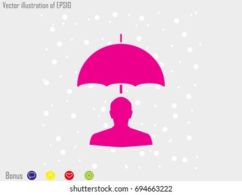 Umbrella, man, icon, vector illustration of Eps10