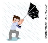 Umbrella of the men was broken in gust
